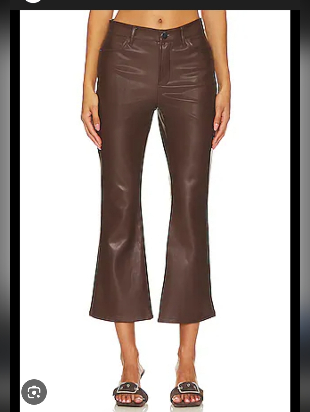 NWT BCBG Maxazria Faux Vegan Leather Cropped Flare Pants Chocolate Size 8